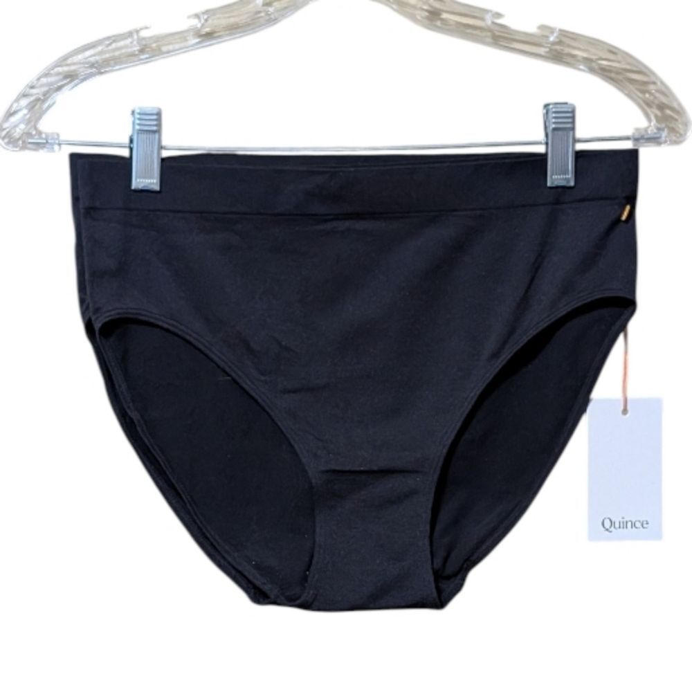 Quince black Comfort High-Waisted Brief size Large smoothing seamless intimates